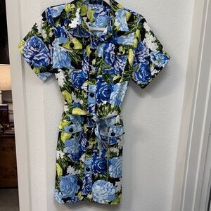 NEW Floral Button-Up Dress with Belt